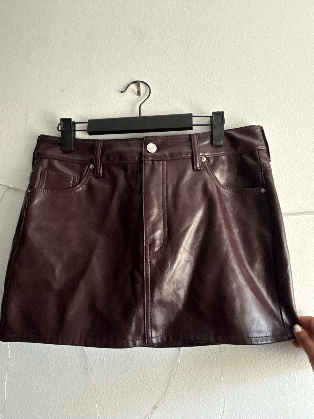PacSun Burgundy Faux Leather Mini Skirt